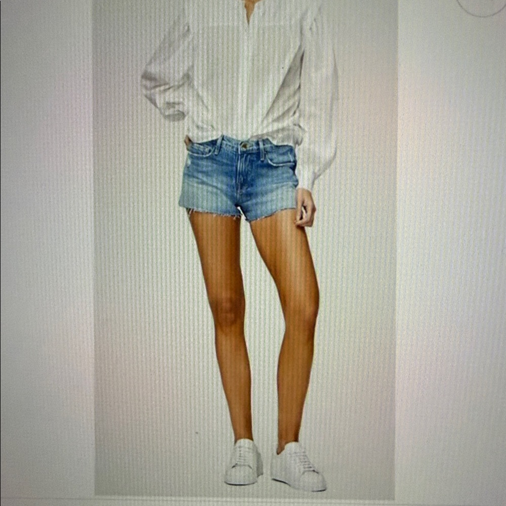 Frame Midrise Denim Women's Distressed Blue Jean Shorts